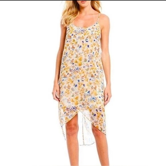 Gianni Bini Floral Spaghetti Strap Slip Tulip Hem Boho Prairie Dress Size L/12 - Picture 1 of 9